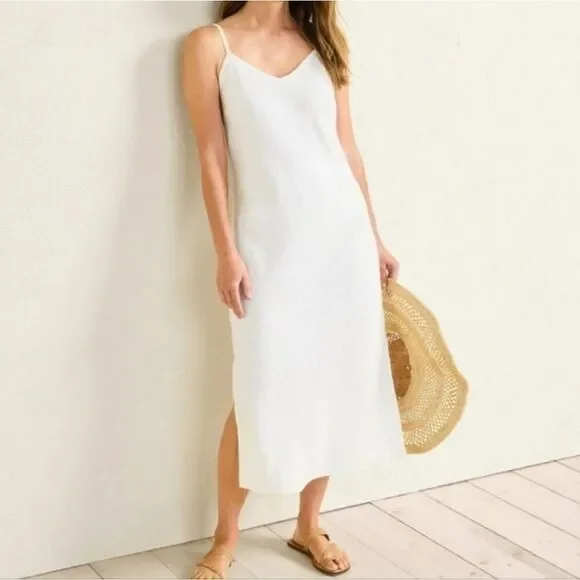 Tommy Hilfiger | Dresses | Tommy Hilfiger Linen Blend Summer Midi Dress  Medium White Beachy Lightweight | Poshmark